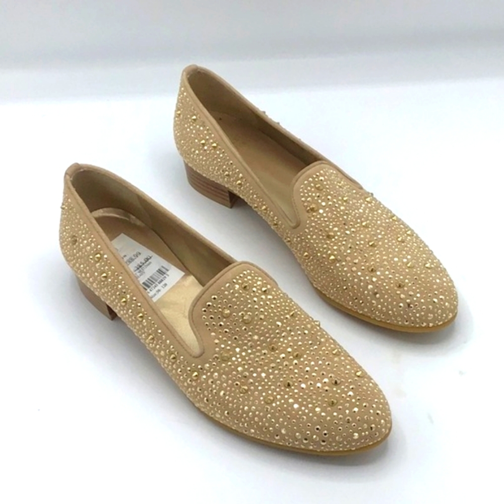 Stuart Weitzman Slipbeads Suede Studded Loafers Size 8